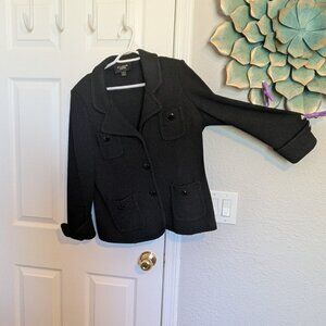 St. John Boutique Caviar black textured jacket | 10 | Made in USA | EUC | RARE!!
